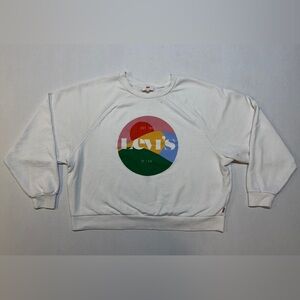 Levi’s Retro Ragland Off White Long Sleeve Women’s 1X Cropped Top Crewneck